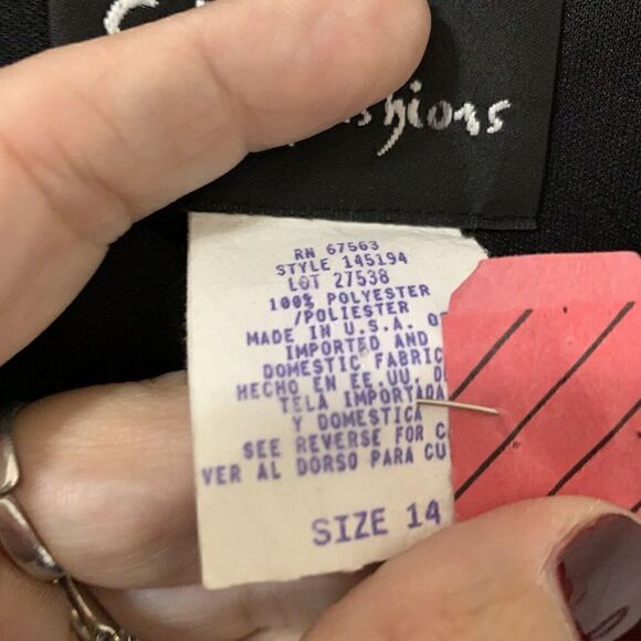 S.L. Fashions Black Evening Drape Neck Dress Women's Size 14 Style: 145194 - Picture 5 of 8